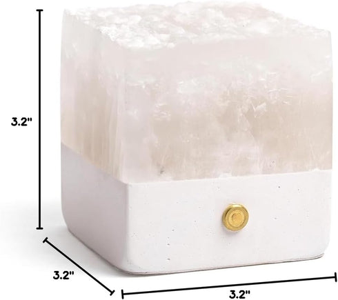 (1 Nature Crystal Passive Diffuser with Light Stone Essential Oil Diffuser Hand Carved Selenite Stone Night Light