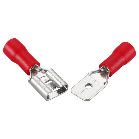 Baomain Male & Female quick disconnects Vinyl Insulated Spade Wire Connector Electrical Crimp Terminal 22-16 AWG 6.3mm Red Pack of 100