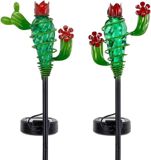 Viveta 2Pack Garden Solar Lights - Cactus Solar Figurine Lights Stake, Waterproof