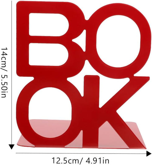 HEMOTON Metal Bookends Pair Crimson Book Organizer Stands Sturdy Metal Book Holders for Desk Reading and Notebook