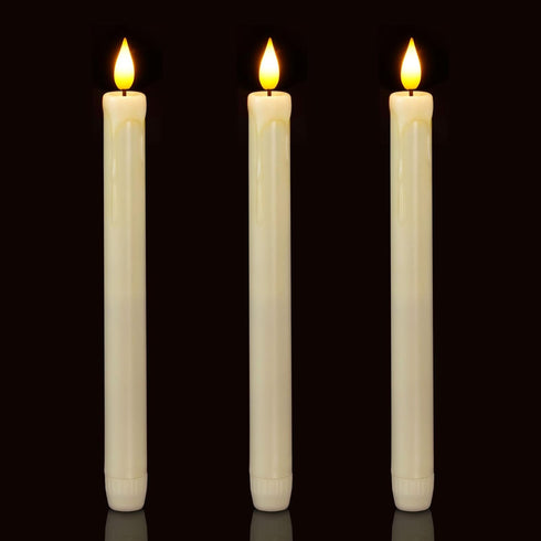Homemory 3 Pack Flameless Taper Candles, No Remote, Realistic Flickering Battery Operated