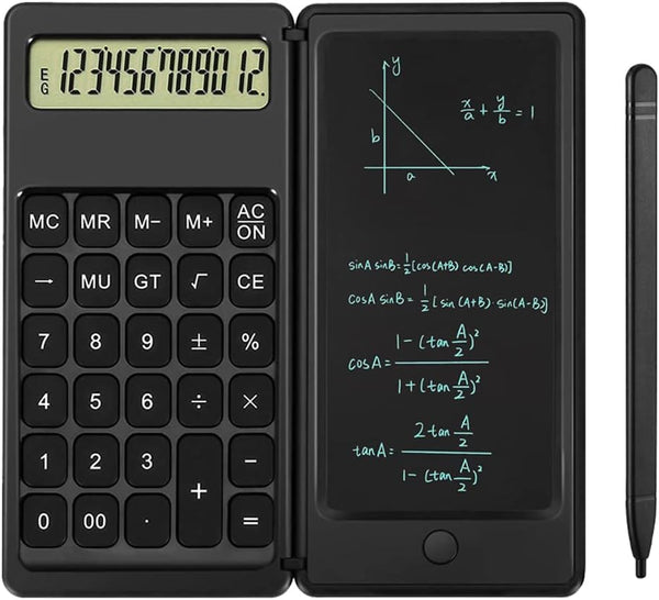 Desktop Calculator with Writing Screen, Large Display, Quiet Design - Ideal for Students and Office Workers (Black)