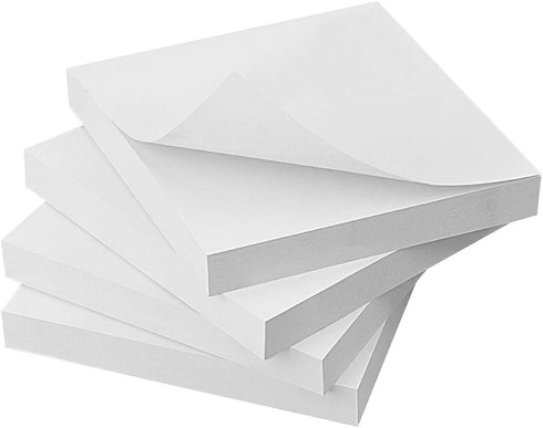 ZCZN White Sticky Notes, 3 x 3 in, 100 Sheets/Pad, 4 Pads/Pack