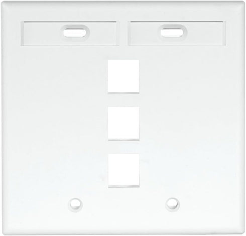 Leviton 42080-3WP 3-Port Dual Gang QuickPort Wallplate with ID Windows, White by Leviton