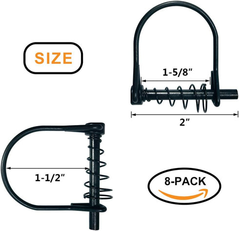 Highwild 8 Pack Silent Shaft Locking Pin with Spring for Farm Lawn Garden Safety