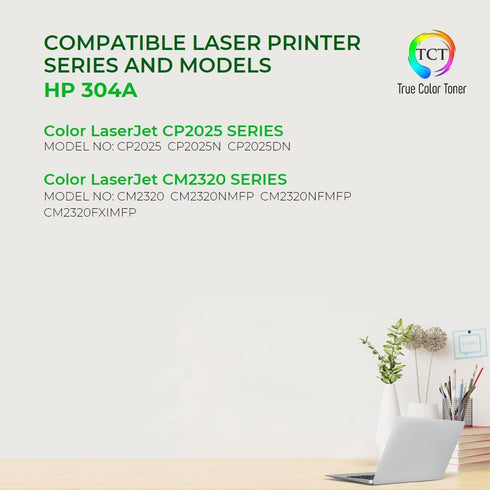 TCT Premium Compatible Toner Cartridge for HP 304A CC532A Yellow, Works with HP Color Laserjet Printers (2,800 Pages)