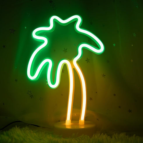 ENUOLI Coconut Palm tree Neon Signs LED Battery Operated USB Powered Neon