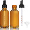 Dropper Bottle 2 oz, 2 pack Amber Glass Eye Dropper Bottles with Labels and Funnel, Leakproof Essential Oils Bottles