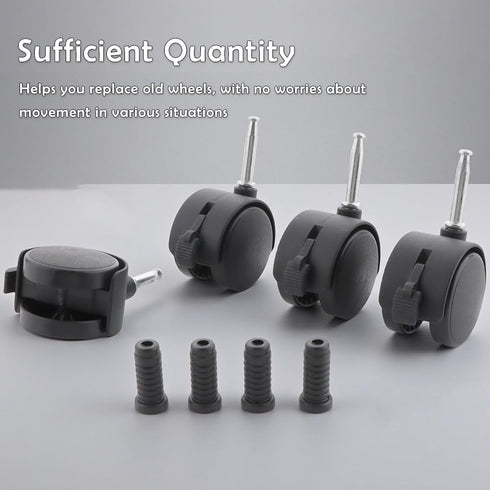 TWZKXC 8 Pack 2 Inch 360 Caster Wheels, Mini Crib Wheels, Small Rubber Casters with Brake Stem Casters Replacement