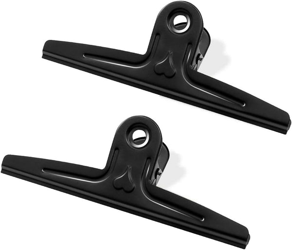 Extra Large Bull Clips, Stainless Steel, 2 Pcs 30cm XXL Jumbo Black Metal Binder Clips for Office
