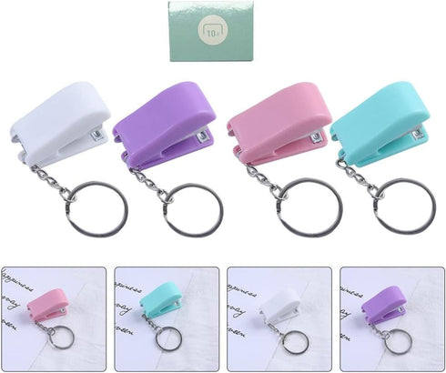 Heavy Duty Keychain Mini Stapler, 5 Pieces, Tiny Portable Hand Staplers for Office DIY Tools
