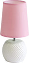 Simple Designs LT2084-PNK Mini Studded Texture White Ceramic Bedside Table Lamp, Pink