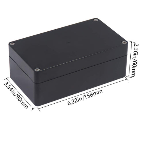 Project Box IP65 Waterproof Junction Box ABS Plastic Black Electrical Boxes DIY Electronic Project Case Power Enclosure 6.22x3.54x2.36 inch (158 x 90 x60 mm)