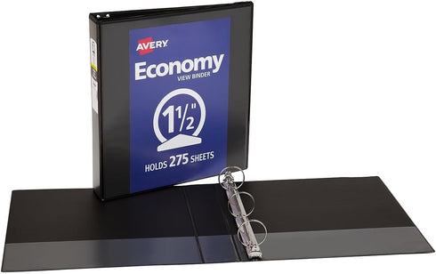 Avery 05725 Economy View Binder, Round Ring, 1-1/2-Inch Capacity, 11-Inch x 8-1/2-Inch