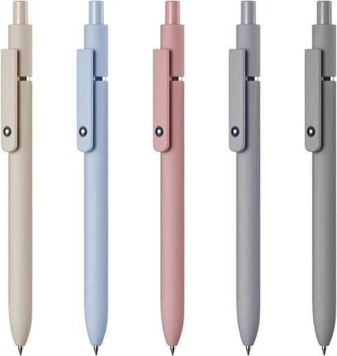 EEOYU 5pcs Quick Dry Ink Gel Pens, Fine Point Retractable Roller Ball Pens, Black Ink Smooth Writing Cute Aesthetic for