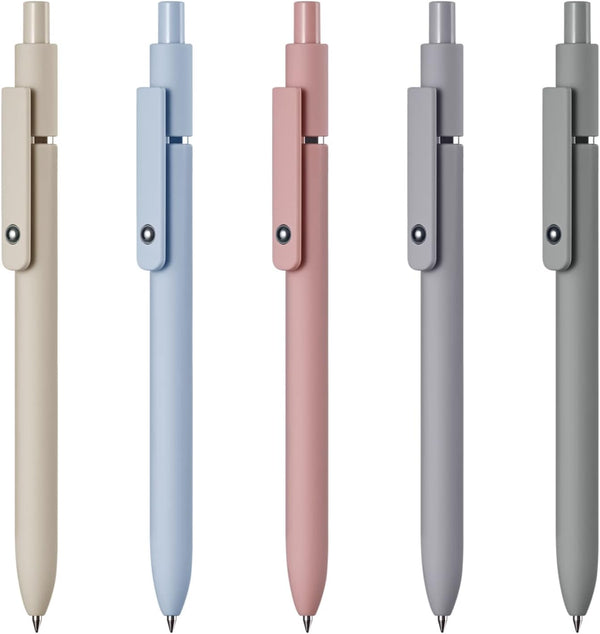 EEOYU 5pcs Quick Dry Ink Gel Pens, Fine Point Retractable Roller Ball Pens, Black Ink Smooth Writing Cute Aesthetic for