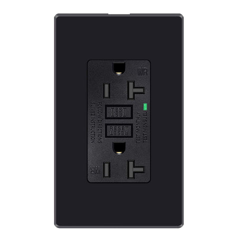 Black GFCI Outlet 20 Amp, GFCI Outlet Receptacle with LED Indicator, 20 Amp 125 Volt Wallplate and Screws Included ETL
