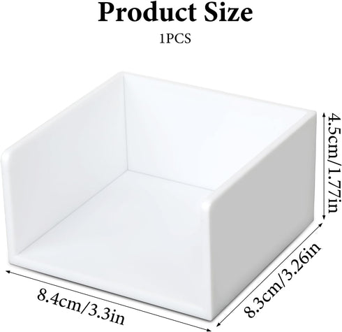 White Acrylic Sticky Notes Holder, Cute 3x3 In Notepad Cube Organizer for Home Office Desk Accessories