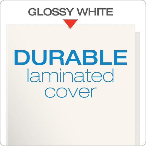 Oxford Laminated Twin-Pocket Folders, Letter Size, White, Holds 100 Sheets, Box of 25