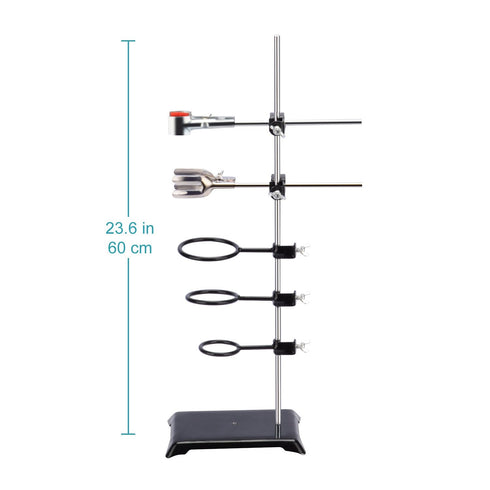 stonylab Lab Stand Set, Metalware Steel Support Stand with Rod, 4-Prong Burette Clamp, Flask Clamp