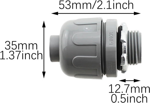 RLECS 4PCS 6 180 1/2 Inch Gray Nylon Plastic Degree Straight Conduit Connector Liquid Tight Accessories Electrical Box