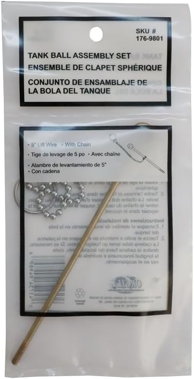 Rocky Mountain Goods Universal Toilet Flapper Lift Wire and Chain - Brass 5 Replacement Kit for Most Toilet Models