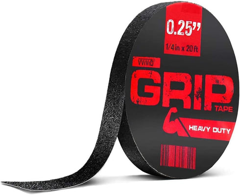 VViViD Black Non-Slip Heavy-Duty Grit Rubberized Self-Adhesive Grip Tape, .25 Inches x 20 Feet Roll