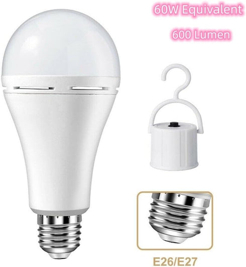 Rechargeable Light Bulbs, 9W Battery Operated LED, 600 Lumen 3000K Warm White, for Power Outage, 4 Pack