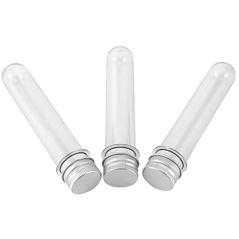 50 PCS Clear Plastic Test Tubes, 40ml with Screw Caps for Science Party, Gumball Candy, Bath Salts, 0.98 x 5.5 inch