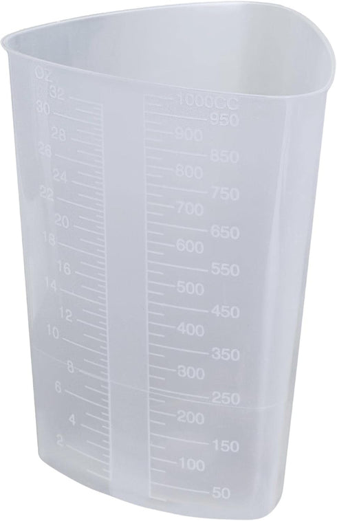 Plastic Graduated Triangular Intake Output Container, 5 Pack 32 oz Laboratory Beaker for Measuring