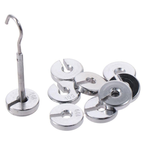 Durable Silver Lab Slotted Mass Set with Hanger and Case, 10g Each, High Quality Chromium-Plated Metal Slotted Weights