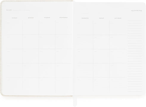 Sugar Paper Undated Daily Planner - Fabric Cover, 7 x 9 Inches Hardcover Weekly Planner (Flax)