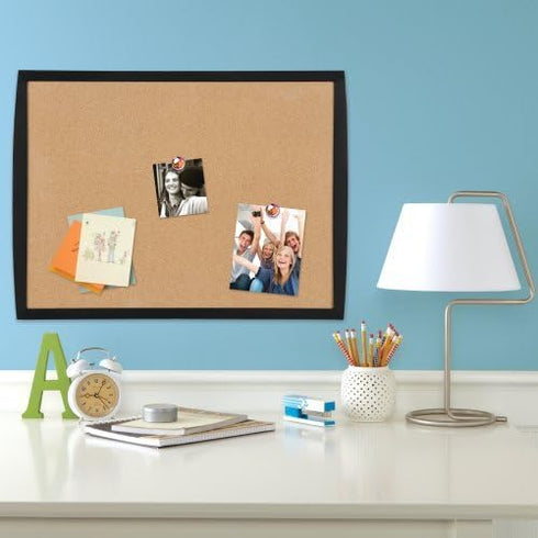 Quartet Cork Bulletin Board, 17"x23", Black Frame (33271-BK)