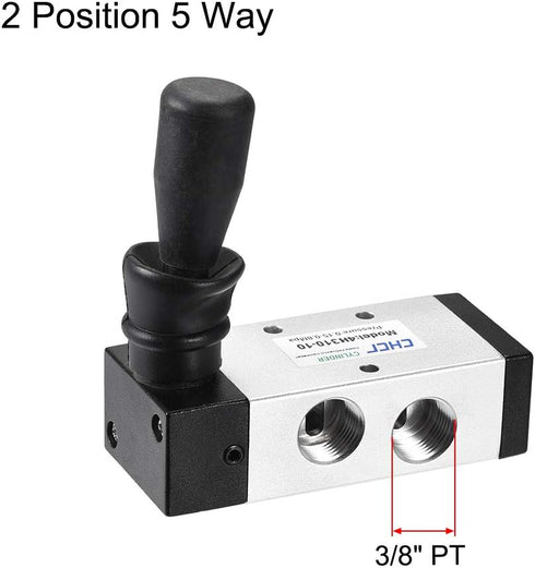 uxcell 2 Position 5 Way 3/8 inches PT,Manual Hand Pull Solenoid Valve,Pneumatic Air Hand Lever Operated Valve