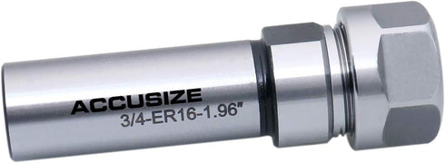Accusize Industrial Tools ER16 Collet Chuck Extension Rod, 1.96 in. Shank Length, 3/4 in. Straight Shank