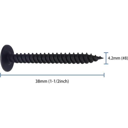 80pcs #8 × 1-1/2” Modified Truss Head Wood Screws: Phillips Drive, Black Wood Screws with Screwdriver Bit