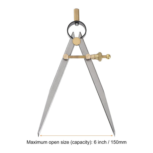 Spring Joint Caliper 6 inch / 150mm Steel Divider Caliper with Brass Fulcrum for Metalworking Geometry Drawing