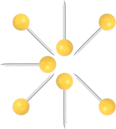 Map Tacks 1/8-Inch Assorted Color Beads Head, 500-count Push Pins (Yellow)