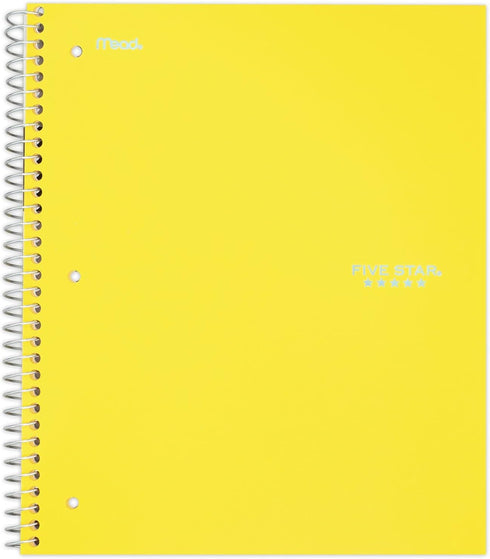Five Star Spiral Notebook, 1 Subject, College Ruled Paper, 100 Sheets, Yellow, 11" x 8-1/2" (73475)