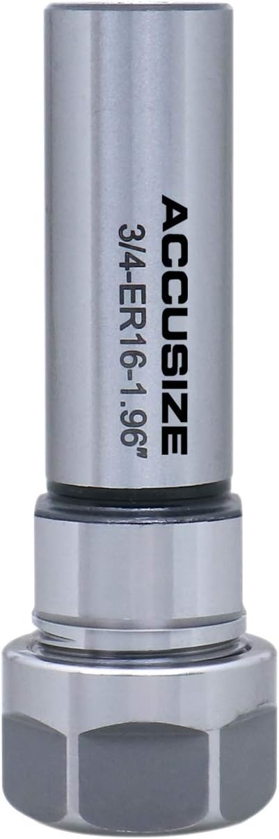Accusize Industrial Tools ER16 Collet Chuck Extension Rod, 1.96 in. Shank Length, 3/4 in. Straight Shank