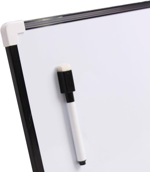 Magnetic Dry Erase Board VIZ-PRO, Children Drawing Board/Kids Writing Whiteboard, Black Plastic Frame, 12" x 8"