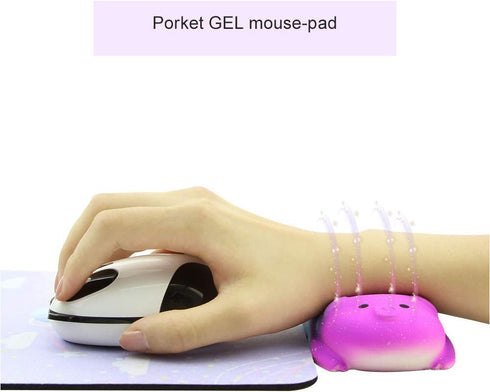 Small Wrist Rest Mouse Pad, Mini Cute Pig Shape Ergonomic Memory Foam Cushion for Office Computer Laptop, Comfortable