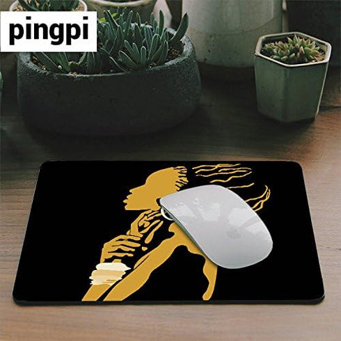 Custom Gaming Mouse Pad, African Women with Black Background Non-Slip Rubber Mousepad