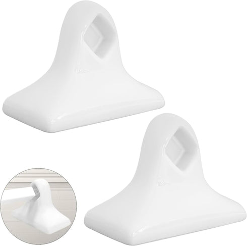 2 Packs White Ceramic Porcelain Towel Bar Brackets - Vintage Retro Mid