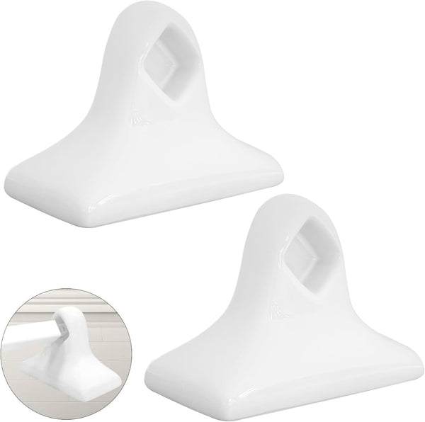 2 Packs White Ceramic Porcelain Towel Bar Brackets - Vintage Retro Mid