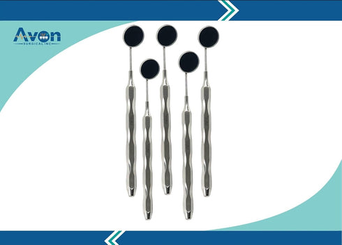Avon Surgical 5 Count #5 Silver Stainless Steel Hollow Handle Dental Mouth Mirror for Teeth and Mouth Examinations