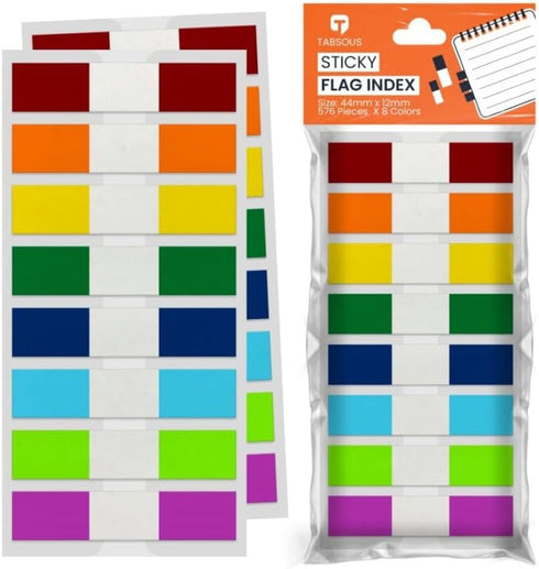 Sticky Tabs for Books, Notebooks & Documents, Eco-Friendly Index Tabs & Page Flags for Organizing, Self-Adhesive