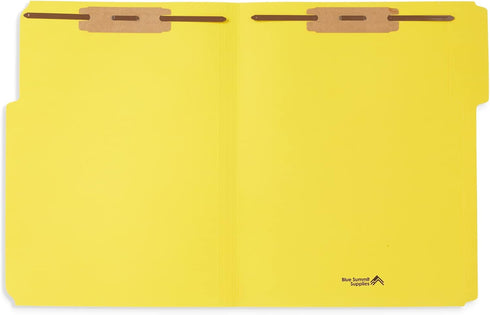 50 1/3 2 50 Pack Yellow Fastener File Folders - Cut Reinforced Tab - Durable Prongs Bonded Fastener Designed