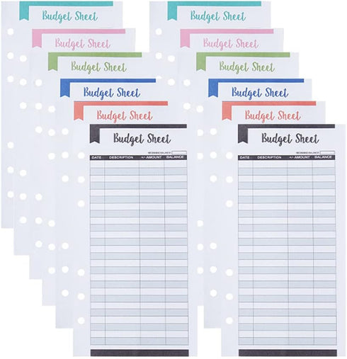 caralin Set of 12 Expense Budget Sheets Money for Cash Ledger Book Double-Sided