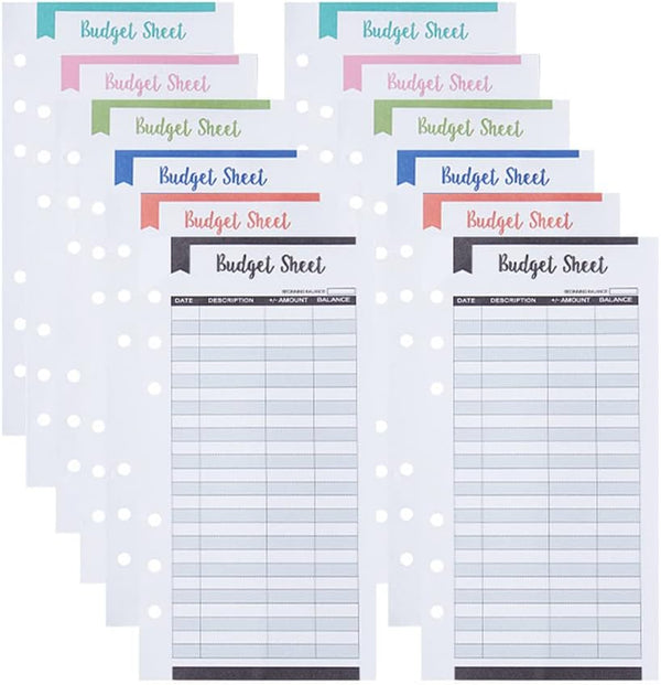 caralin Set of 12 Expense Budget Sheets Money for Cash Ledger Book Double-Sided